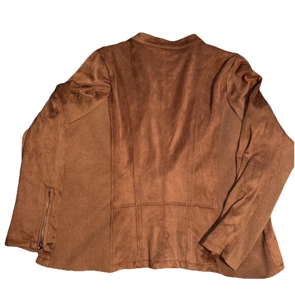 Mo-Ka by Santa Fe Apparel Sz 2X Faux Suede Moto Jacket Zipper Hem Dark Brown NWT - Picture 10 of 11